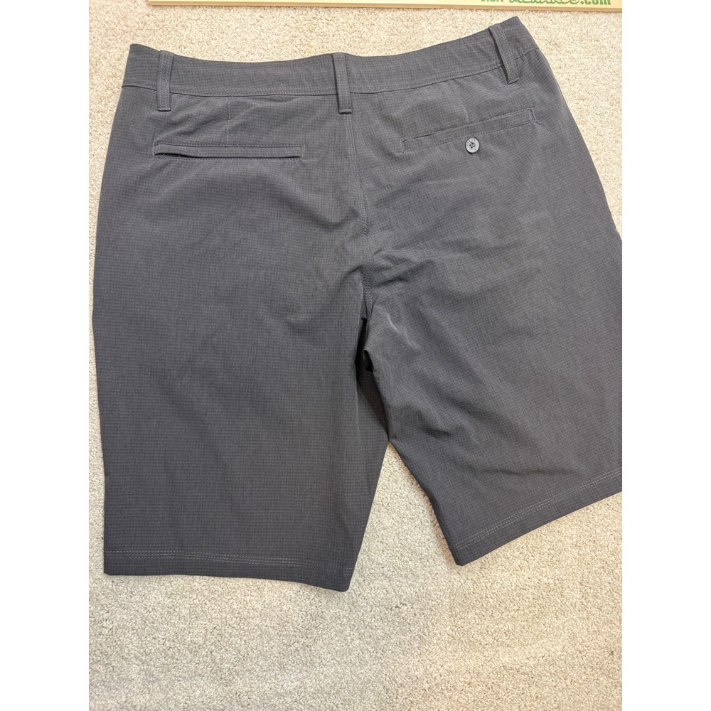 Hang Ten Mens Hybrid Shorts Charcoal Grey Textured Grid Stretch Size 34 - Picture 2 of 5